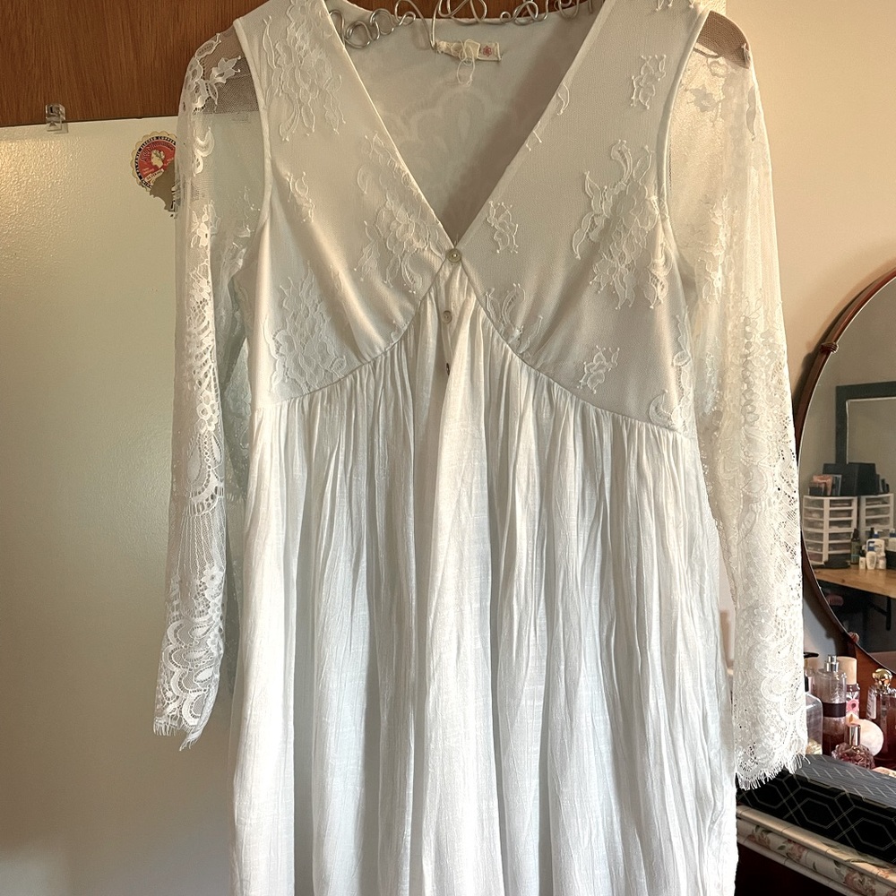 White dress. Worn once for wedding rehearsal dinner